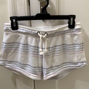 Olive and Grey Pastel Striped Loungewear Shorts in Size S
